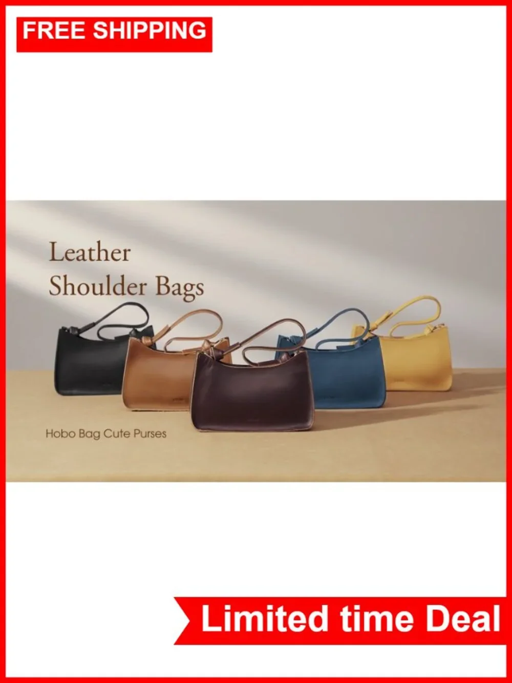 Genuine Leather Hobo Bag Small Shoulder Purse Handbag